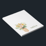 Tropical Pineapple Blush Yellow Floral Notepad<br><div class="desc">Tropical Pineapple Blush Yellow Floral Name</div>