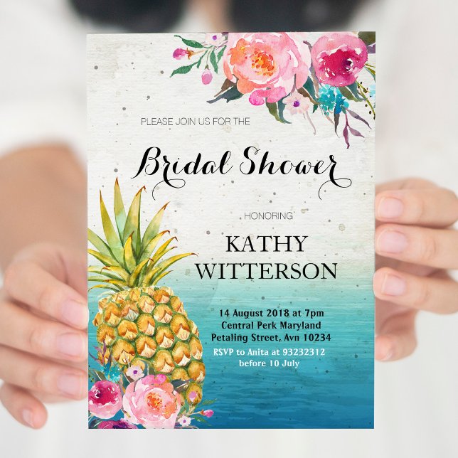 Tropical Pineapple Bridal Shower Invitation (Creator Uploaded)
