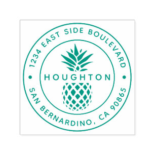 Tropical Pineapple Custom Round Return Address Self-inking Stamp