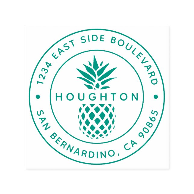 Tropical Pineapple Custom Round Return Address Self-inking Stamp (Design)