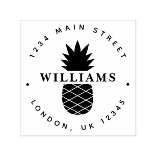 Tropical Pineapple Custom Round Return Address Self-inking Stamp