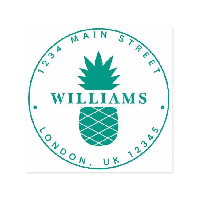 Tropical Pineapple Custom Round Return Address Self-inking Stamp (Design)