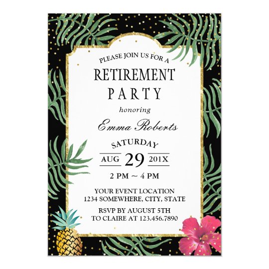 Tropical Pineapple Elegant Beach Retirement Card