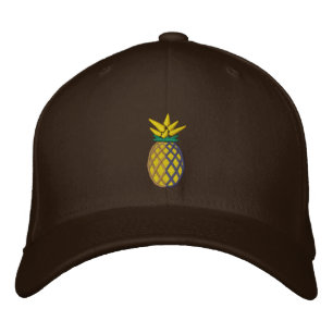 Tropical Pineapple Embroidery Graphic on Embroidered Hat