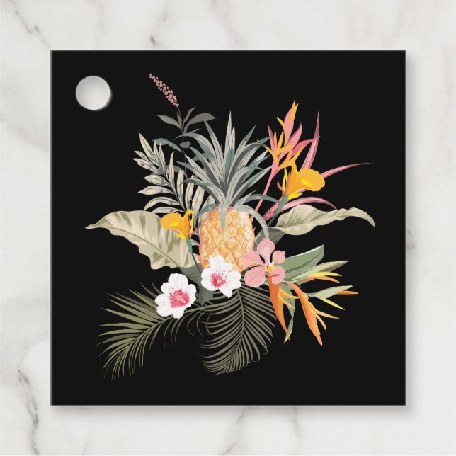Tropical Pineapple Floral Bridal Shower Favour Tag (Front)