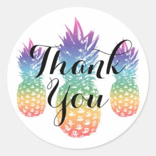 Tropical pineapple fruit thank you stickers