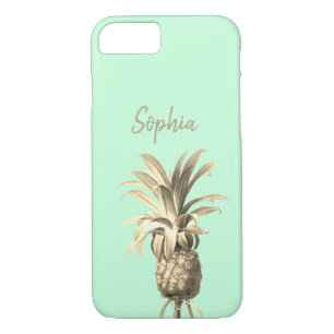 Tropical Pineapple Gold and Neo Mint Green Modern Case-Mate iPhone Case