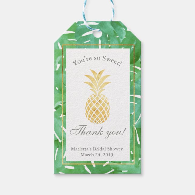 Tropical Pineapple Gold Favour Tags (Front)