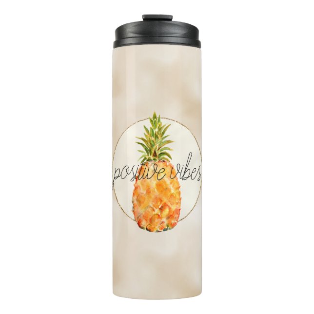 Tropical Pineapple Gold Glitter        Thermal Tumbler (Front)