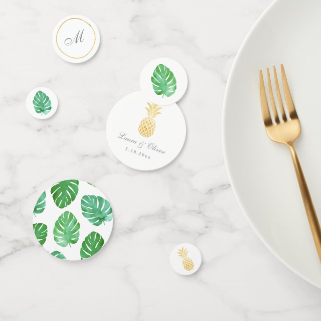 Tropical Pineapple Gold Wedding Confetti (Group)