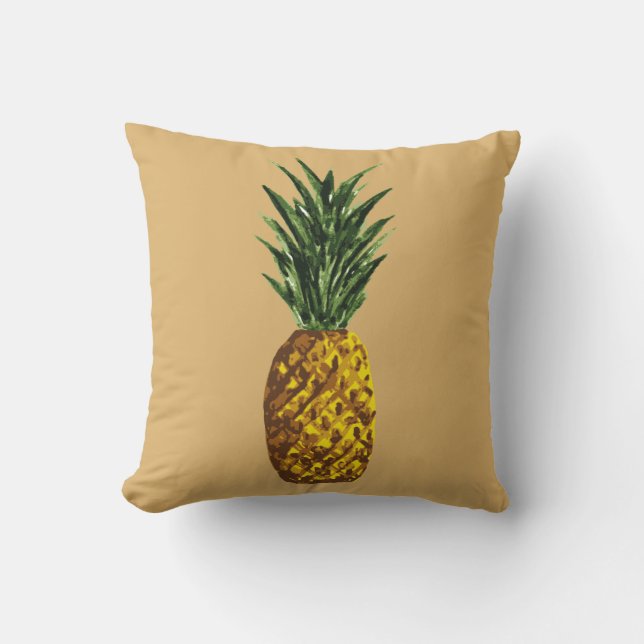 Tropical Pineapple Gold Yellow Throw Pillow (Front)