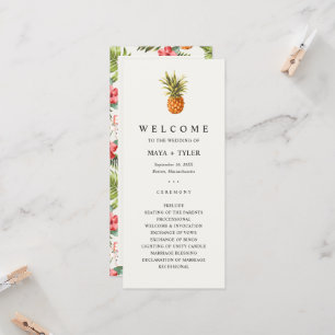 Tropical Pineapple Greenery Wedding Program