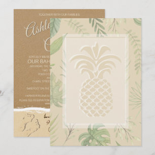 Tropical Pineapple Hearts Wedding Invitations