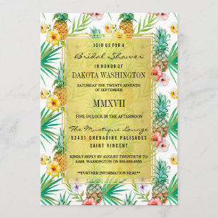 Tropical Pineapple & Hibiscus Bridal Shower Invitation
