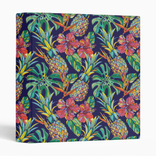 Tropical Pineapple Hibiscus Pattern Binder