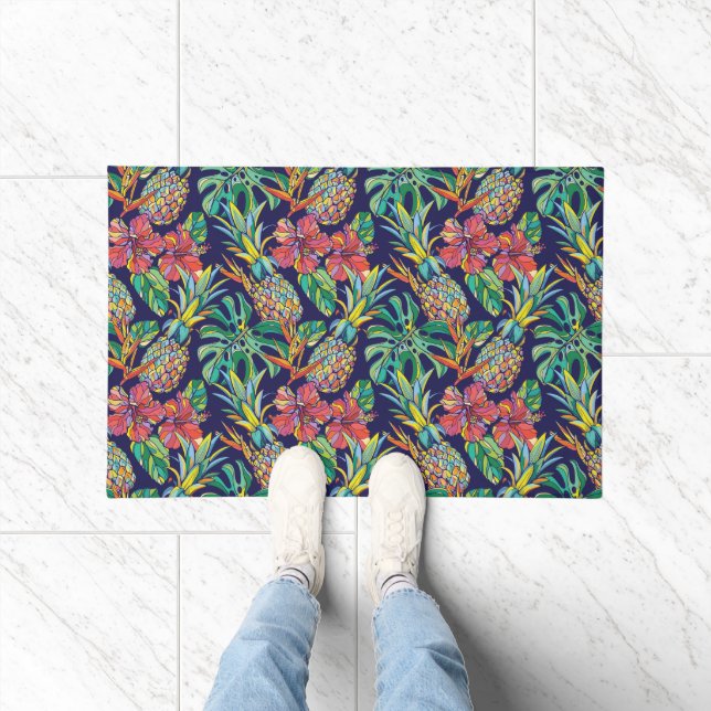 Tropical Pineapple Hibiscus Pattern Doormat (Indoor)