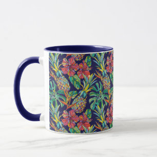 Tropical Pineapple Hibiscus Pattern Mug