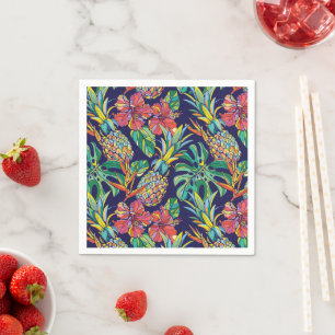 Tropical Pineapple Hibiscus Pattern Napkin