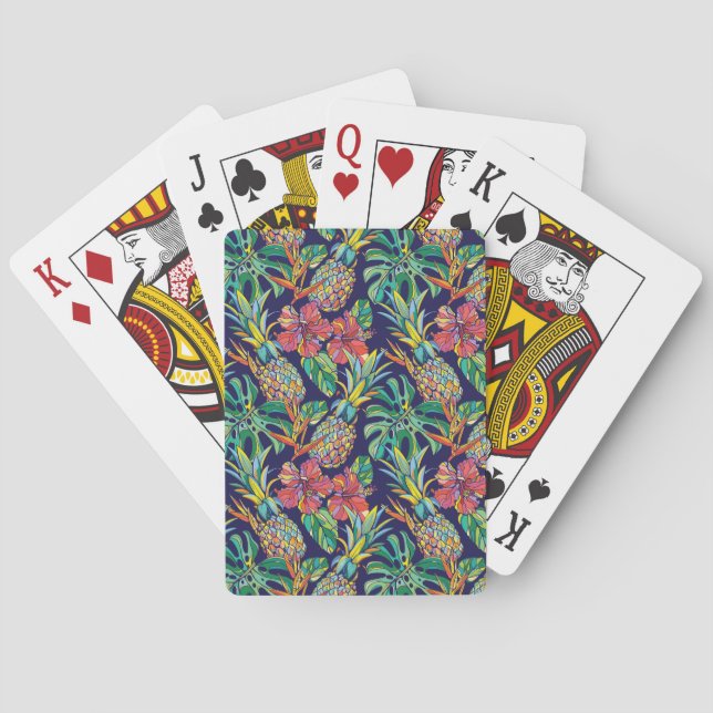 Tropical Pineapple Hibiscus Pattern Playing Cards (Back)