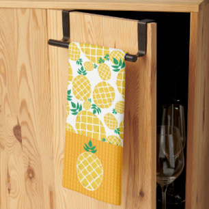 Tropical Pineapple Illustration Pattern Kitchen Towel