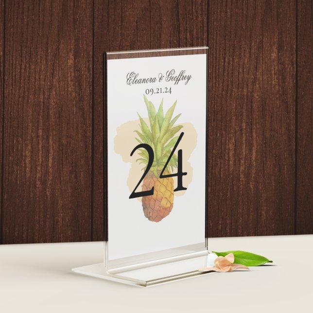 Tropical Pineapple Island Summer Wedding Table Number (Creator Uploaded)