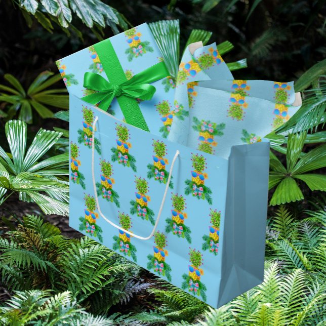 Tropical Pineapple Lady Christmas Holiday Large Gift Bag (Ready for a tropical Christmas!)