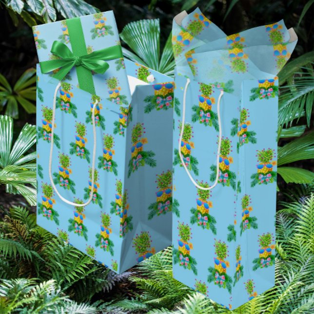Tropical Pineapple Lady Christmas Holiday  Wine Gift Bag (Ready for a tropical holiday season!)