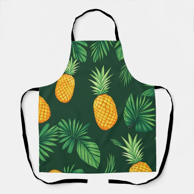 Tropical Pineapple Leaves Pattern Apron (Front)