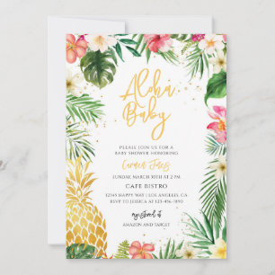 Tropical Pineapple Luau Baby Shower Invitation