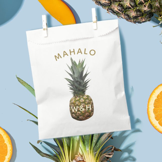 Tropical Pineapple Mahalo Thank You Favour Bag (🍍Mahalo is Hawaiian for thank you. Just add your initials!  🍍 )