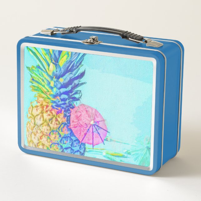 Tropical Pineapple Metal Lunch Box (Front)
