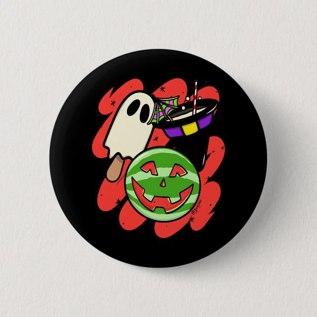 Tropical Pineapple Monster Halloween Classic 2 Inch Round Button (Front)