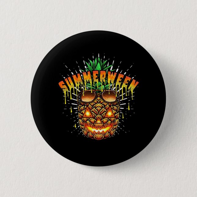 Tropical Pineapple Monster Halloween Classic 2 Inch Round Button (Front)