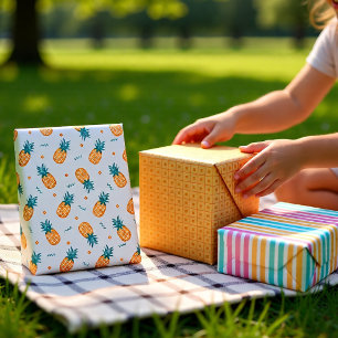 Tropical Pineapple Pastel Summer Picnic Wrapping Paper Sheet