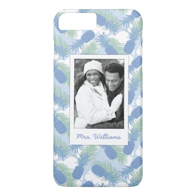 Tropical Pineapple Pattern | Add Your Photo & Name Case-Mate iPhone Case (Back)