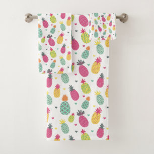 Tropical Pineapple pattern Bath Towel Set