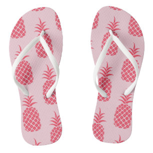 Tropical Pineapple Pattern Colourful Summer Pink Flip Flops