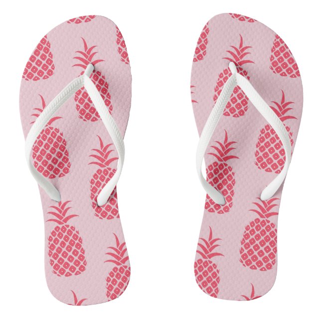 Tropical Pineapple Pattern Colourful Summer Pink Flip Flops (Footbed)