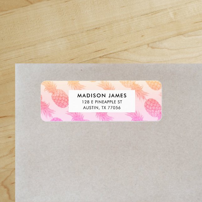 Tropical Pineapple Pattern Custom Return Address ("Everyday is abundantly beautiful." 
Sincerely Best Wishes from Lucky Design World)