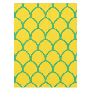 Tropical Pineapple Pattern in Green and Yellow Tablecloth
