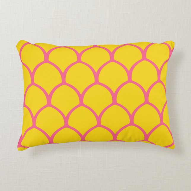 Tropical Pineapple Pattern in Pink and Yellow Accent Pillow (Front)