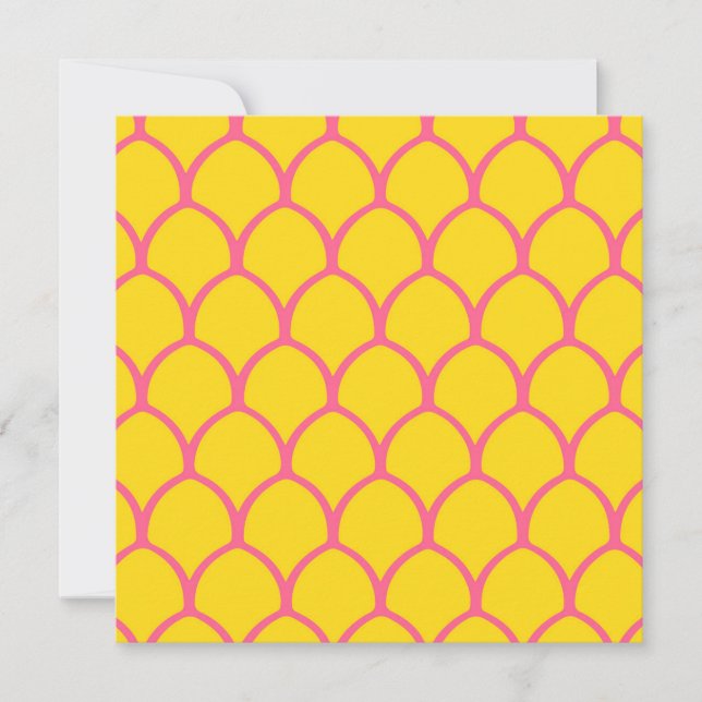 Tropical Pineapple Pattern in Pink and Yellow Invitation (Front)