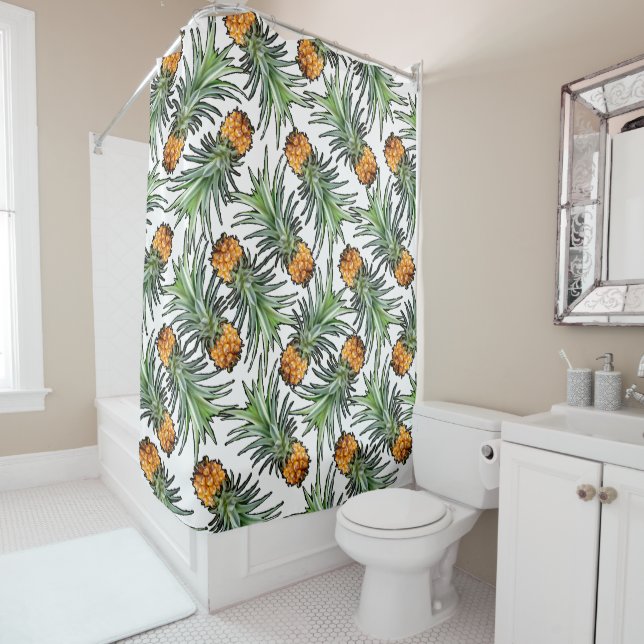 Tropical Pineapple Pattern on White (In Situ)