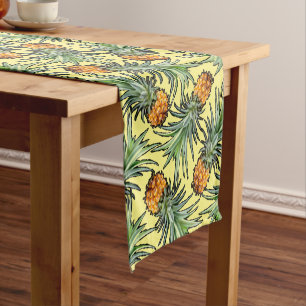 Tropical Pineapple Pattern on Yellow Short Table Runner