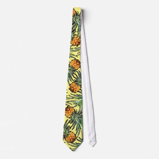 Tropical Pineapple Pattern on Yellow Tie (Front)