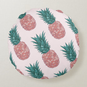 Tropical Pineapple Pattern Round Pillow