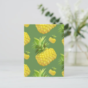 Tropical Pineapple Pattern: Summer Fruit Art Announcement Postcard