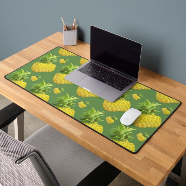 Tropical Pineapple Pattern: Summer Fruit Art Desk Mat (Office 2)