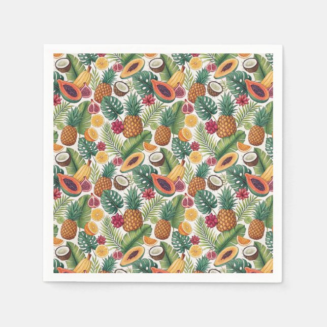 Tropical Pineapple Pattern - Summer Fruits Design Napkin (Front)
