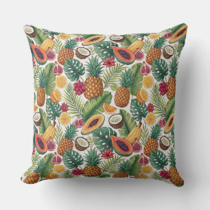 Tropical Pineapple Pattern - Summer Fruits Design Throw Pillow